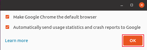The Google Chrome default browser dialog