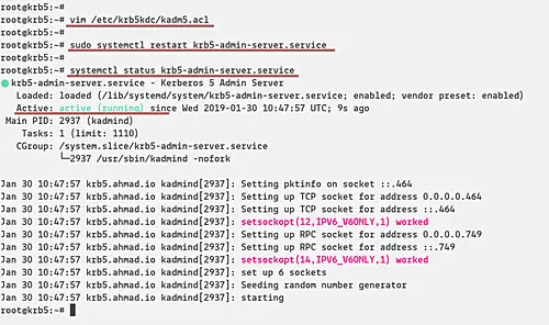 Перезапуск kerberos admin