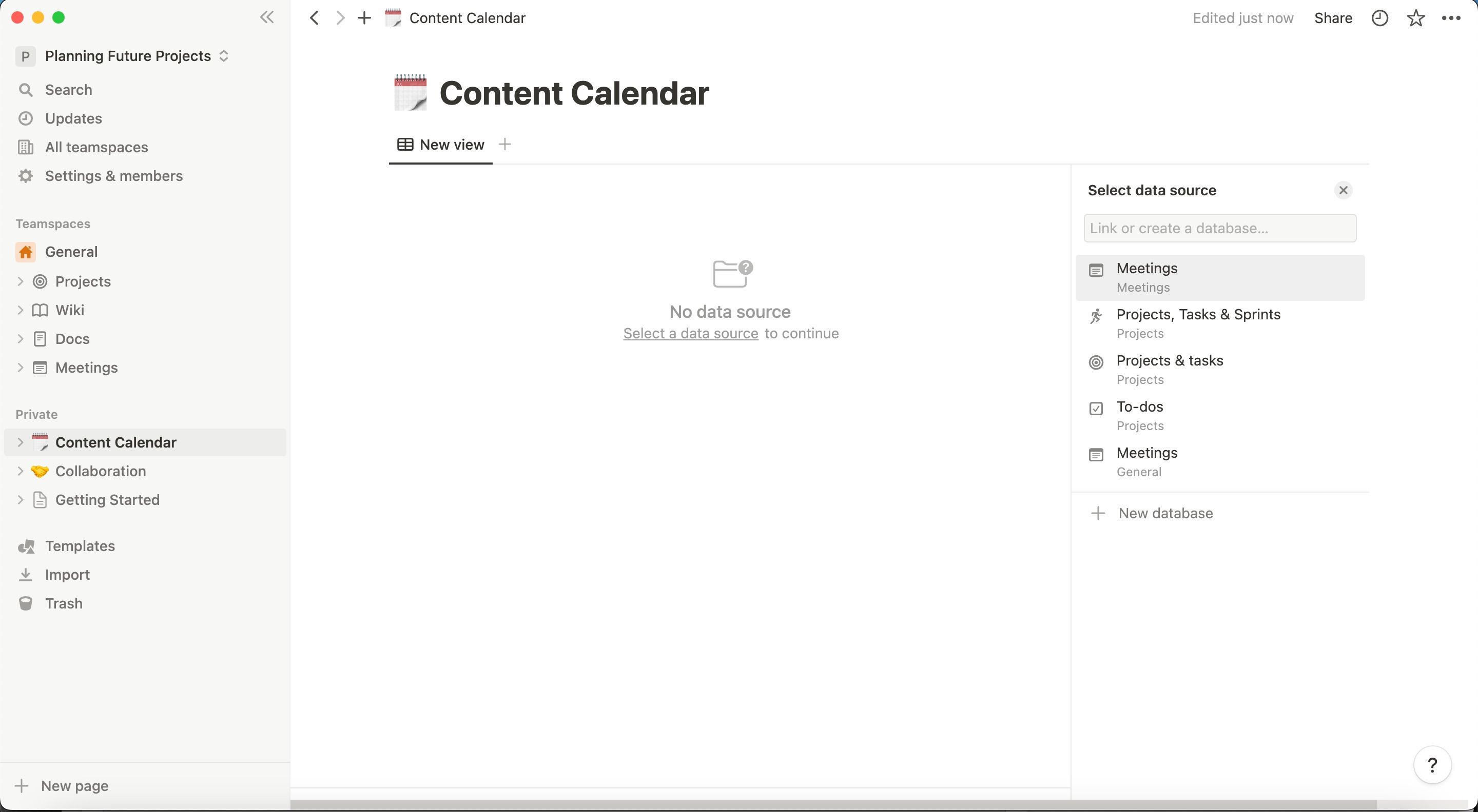 Создать таблицу в Notion