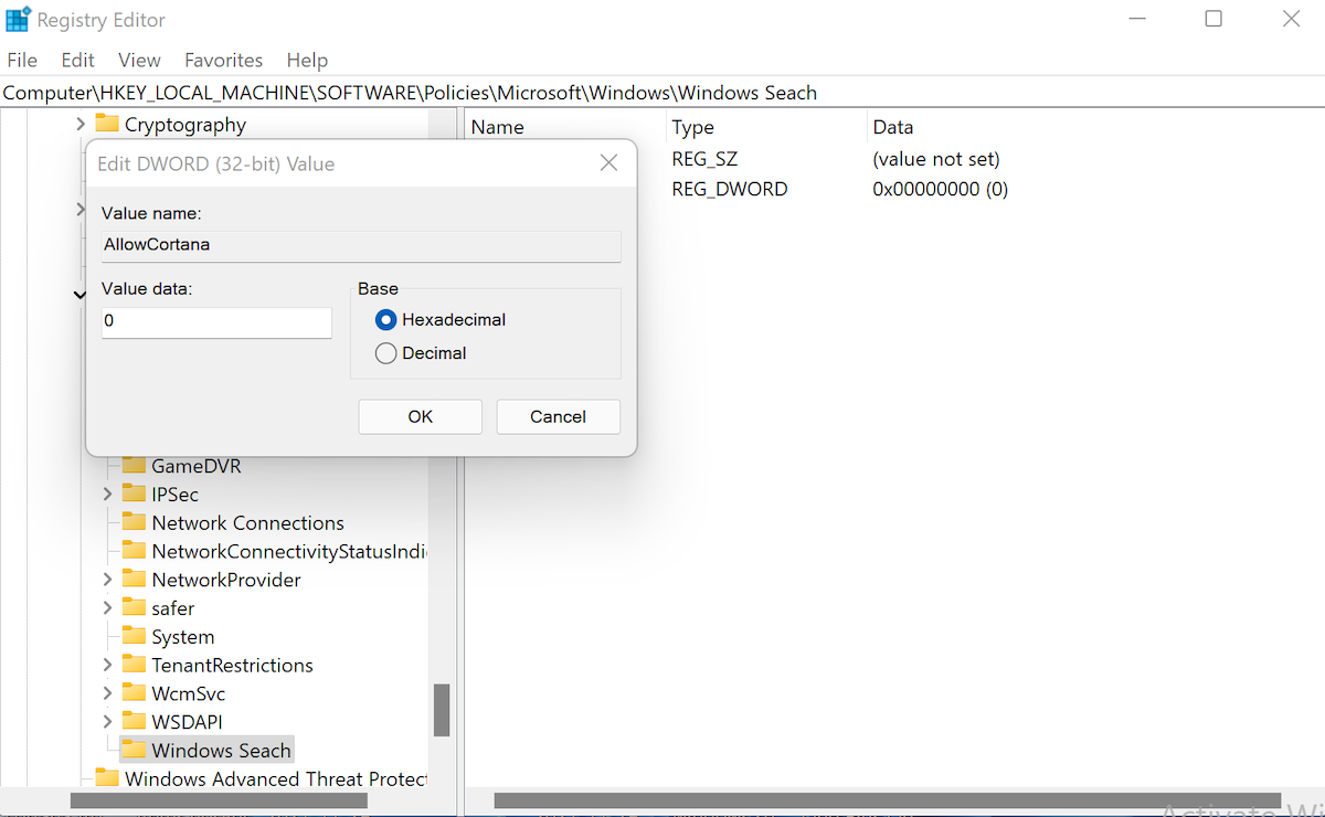 chaning the value data property