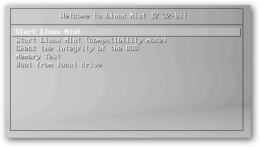 Экран живой версии Linux Mint с опцией запуска