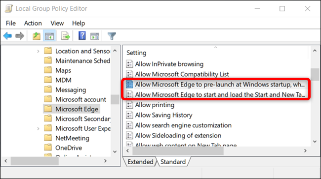 Отключение политик Microsoft Edge