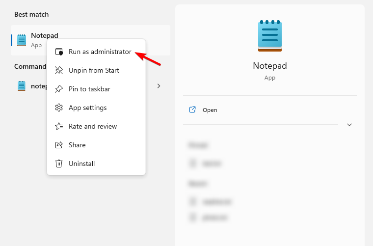 Запуск Блокнота от имени администратора