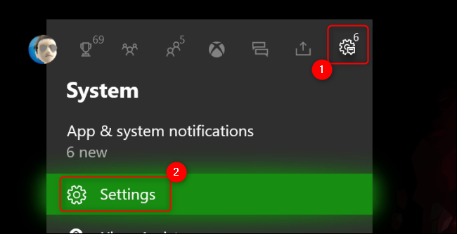 Меню системы Xbox One