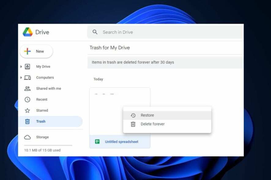 Восстановление навсегда удалённых Google Docs