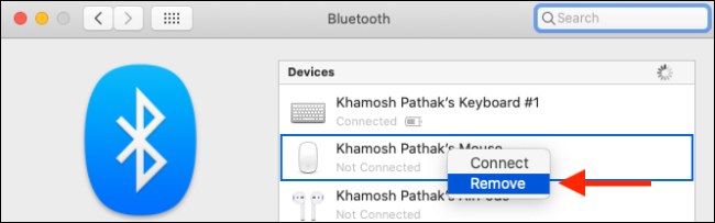 Remove Bluetooth device from Mac