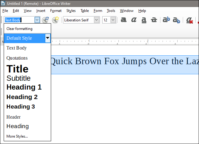 Панель стилей рядом со шрифтом