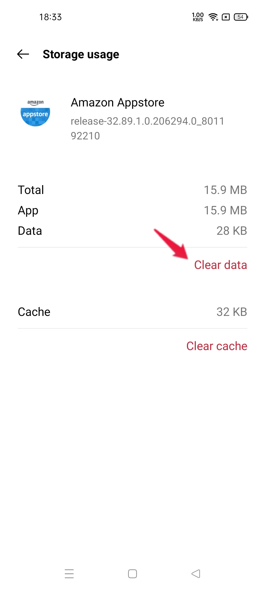 Option Effacer les données de l'application