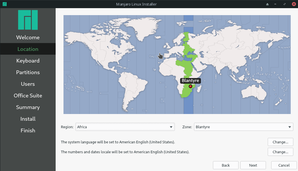Выбор региона и локали