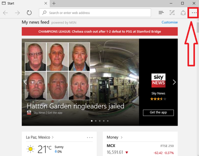 Меню с тремя точками в Edge — доступ к настройкам