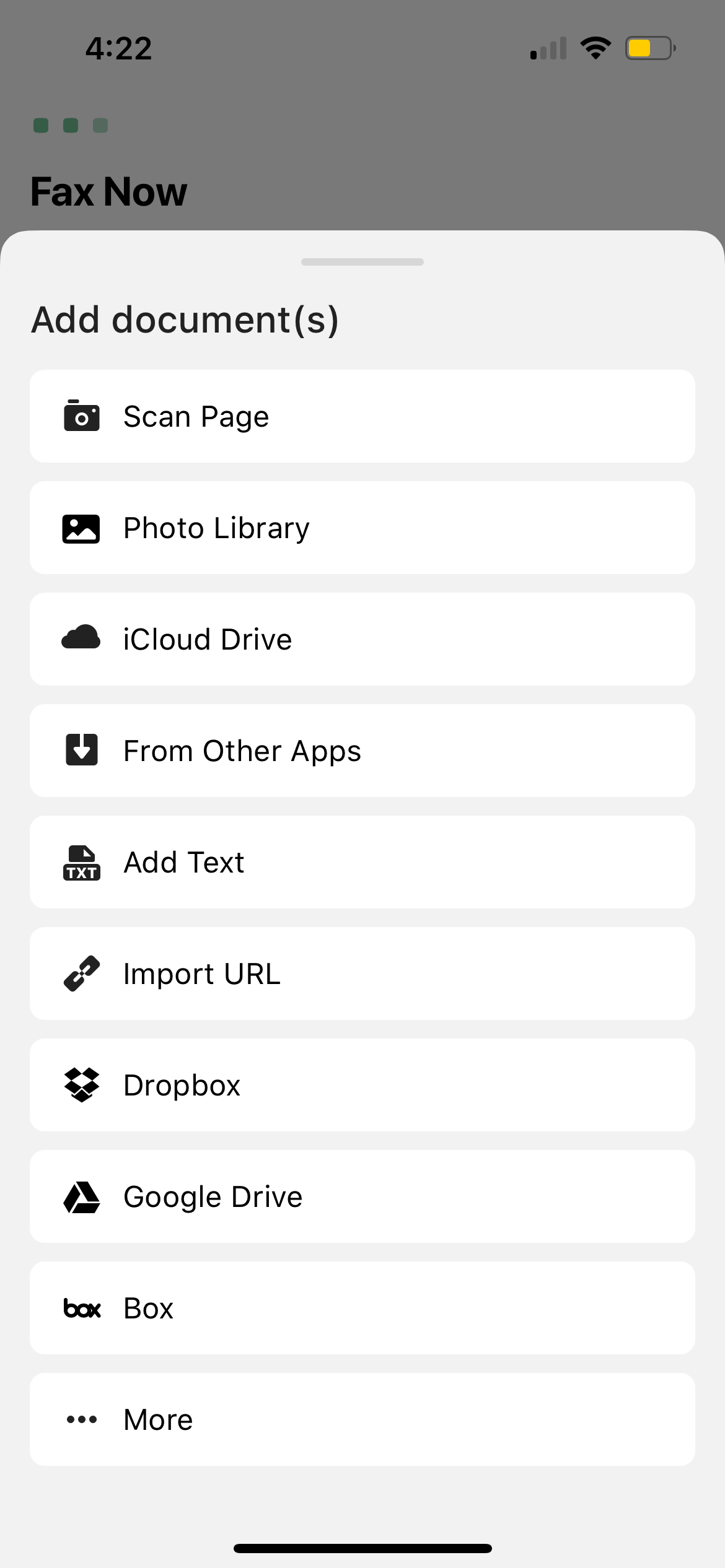варианты загрузки документов в Tiny Fax