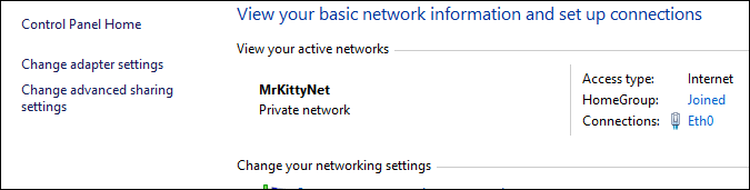 Change adapter settings в Windows