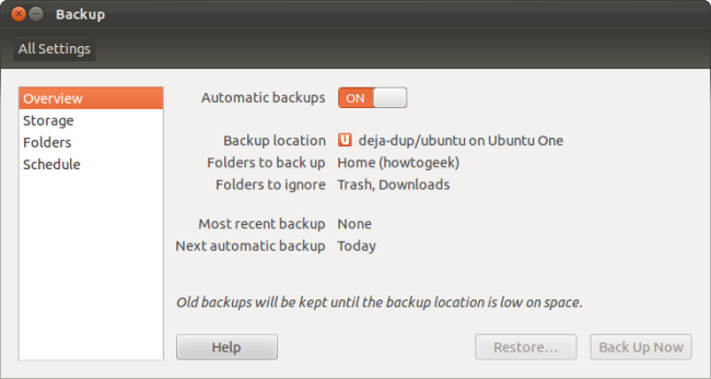 Кнопка Back Up Now и статус процесса