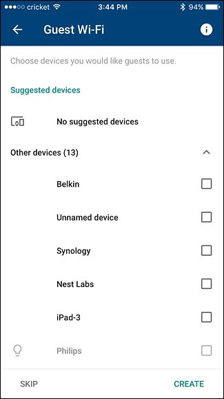 Индикатор создания гостевой сети в приложении Google WiFi