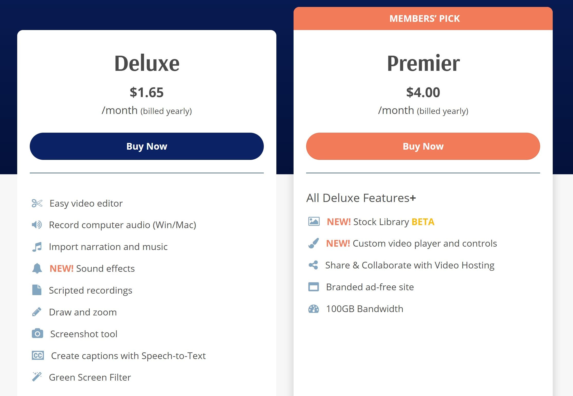 Страница с ценами Screen-Cast-O-Matic