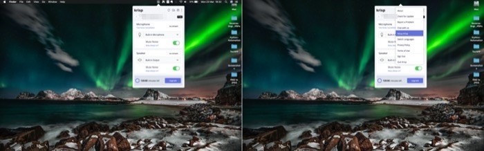 Настройка Krisp для конкретного приложения через меню Setup Krisp