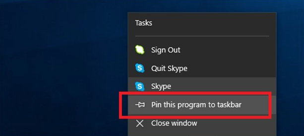 Контекстное меню закрепления программы на панели задач