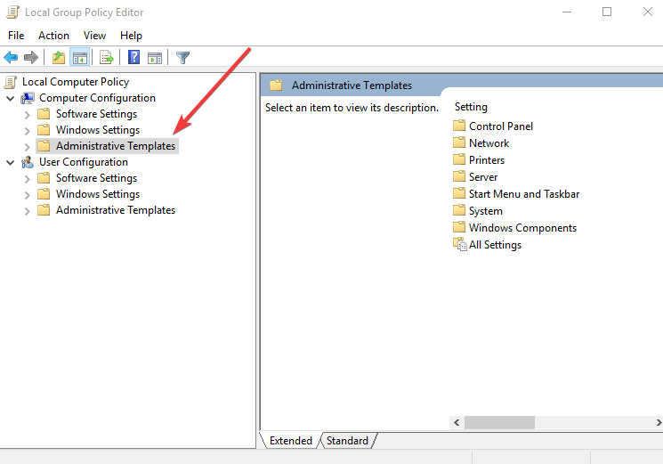 Раздел «Administrative Templates» в редакторе групповой политики