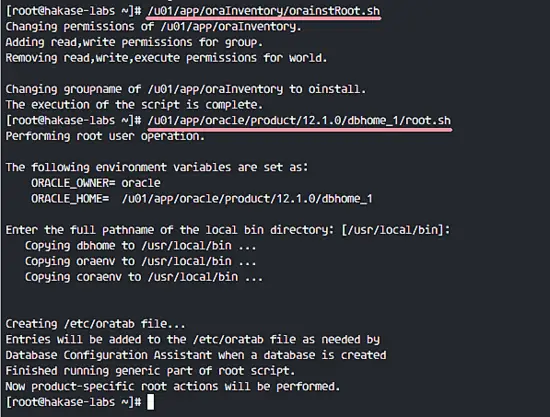 Результат выполнения root-скриптов