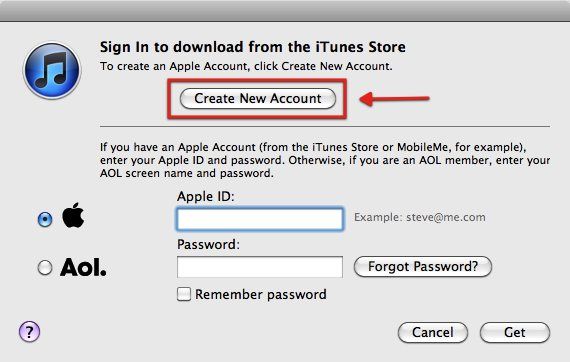 Форма для ввода данных нового Apple ID