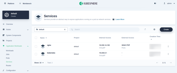 Сервисы в KubeSphere