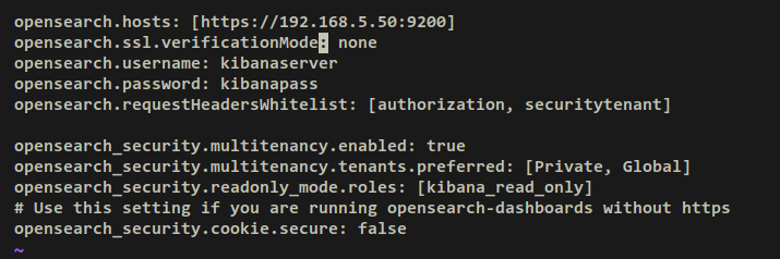 Настройка OpenSearch Dashboards подключения