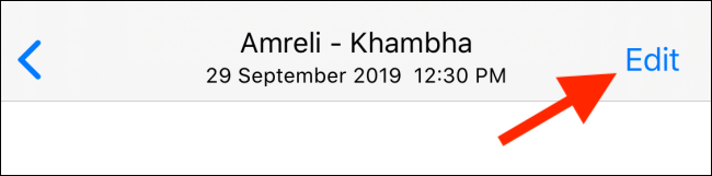 Нажмите кнопку Изменить у видео в приложении Фото