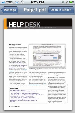 Открыть вложение в iBooks