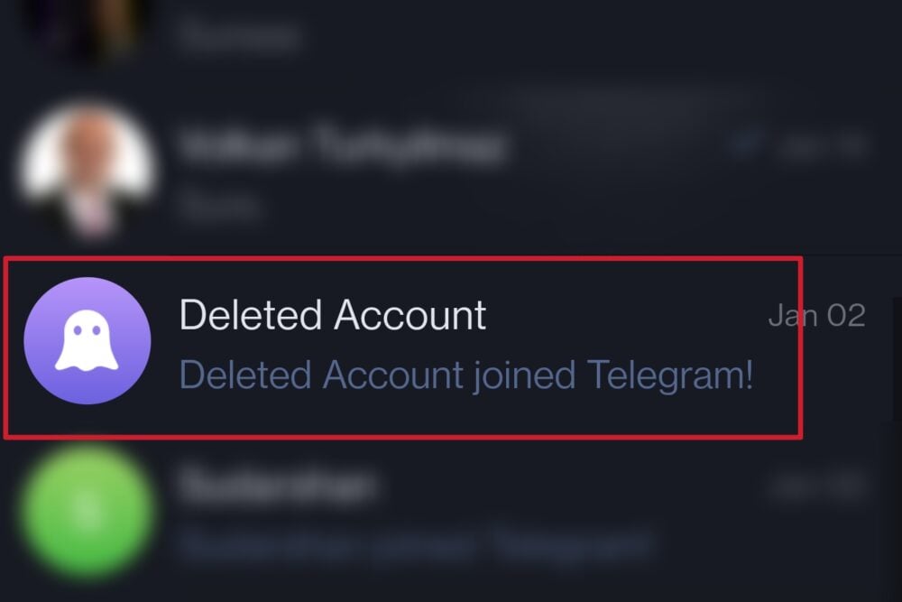 Профиль удалённого аккаунта в Telegram с пометкой и силуэтом