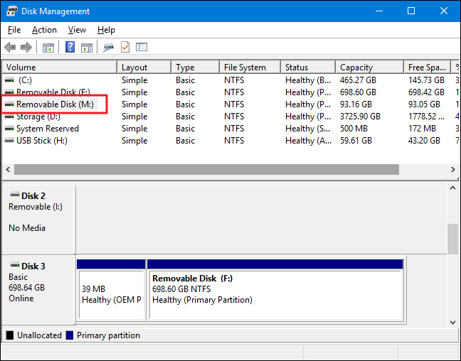 Результат: новая буква диска назначена