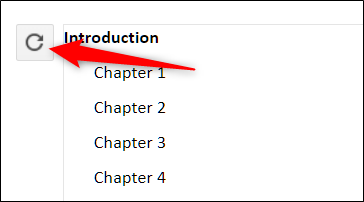 Кнопка Обновить оглавление (иконка обновления)