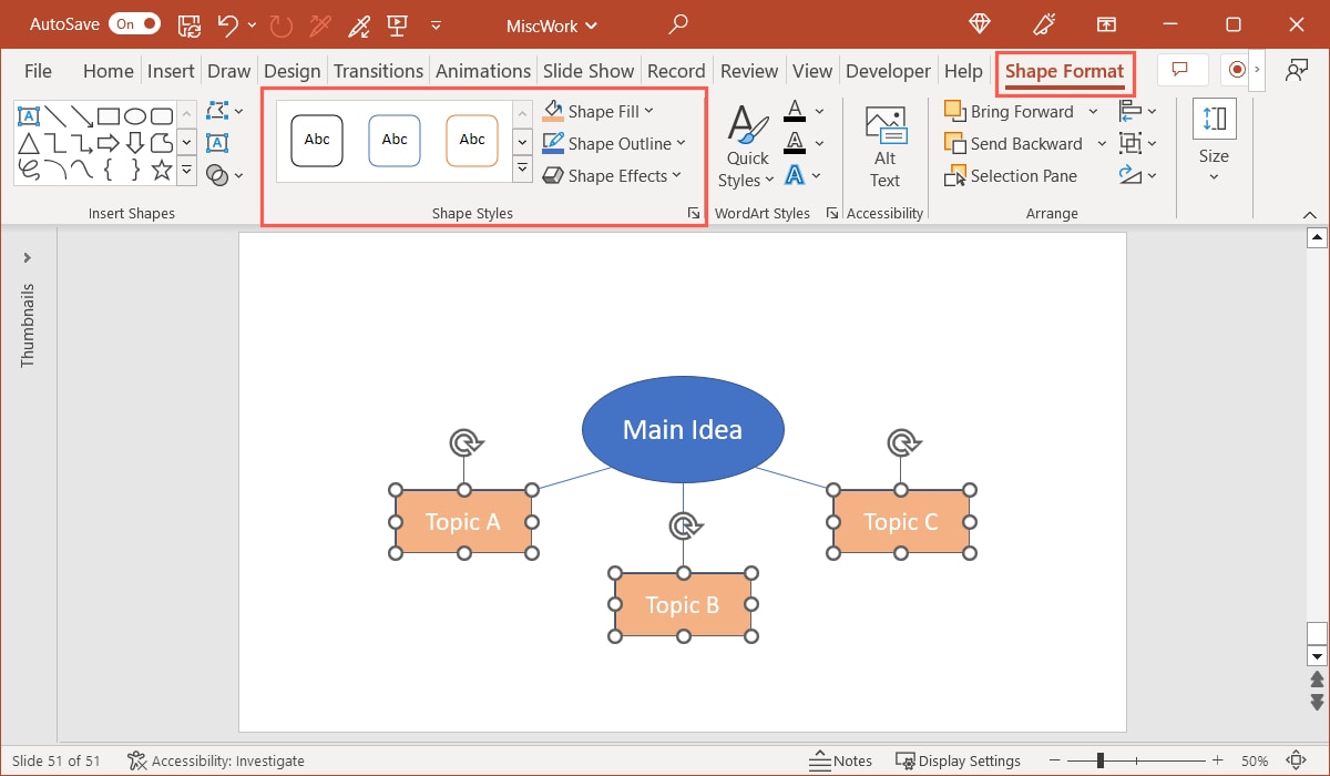 Shape Design tab Styles group in PowerPoint