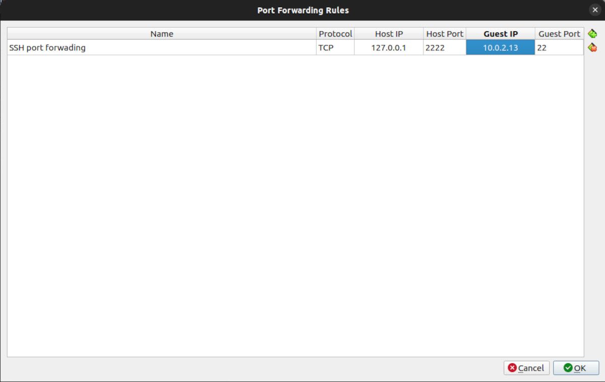 Настройка проброса порта в VirtualBox