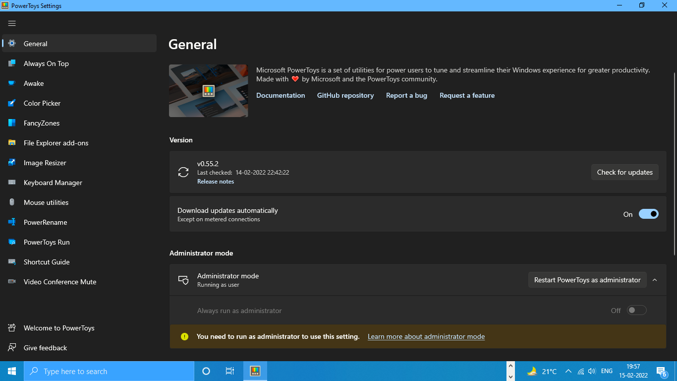Microsoft PowerToys Settings