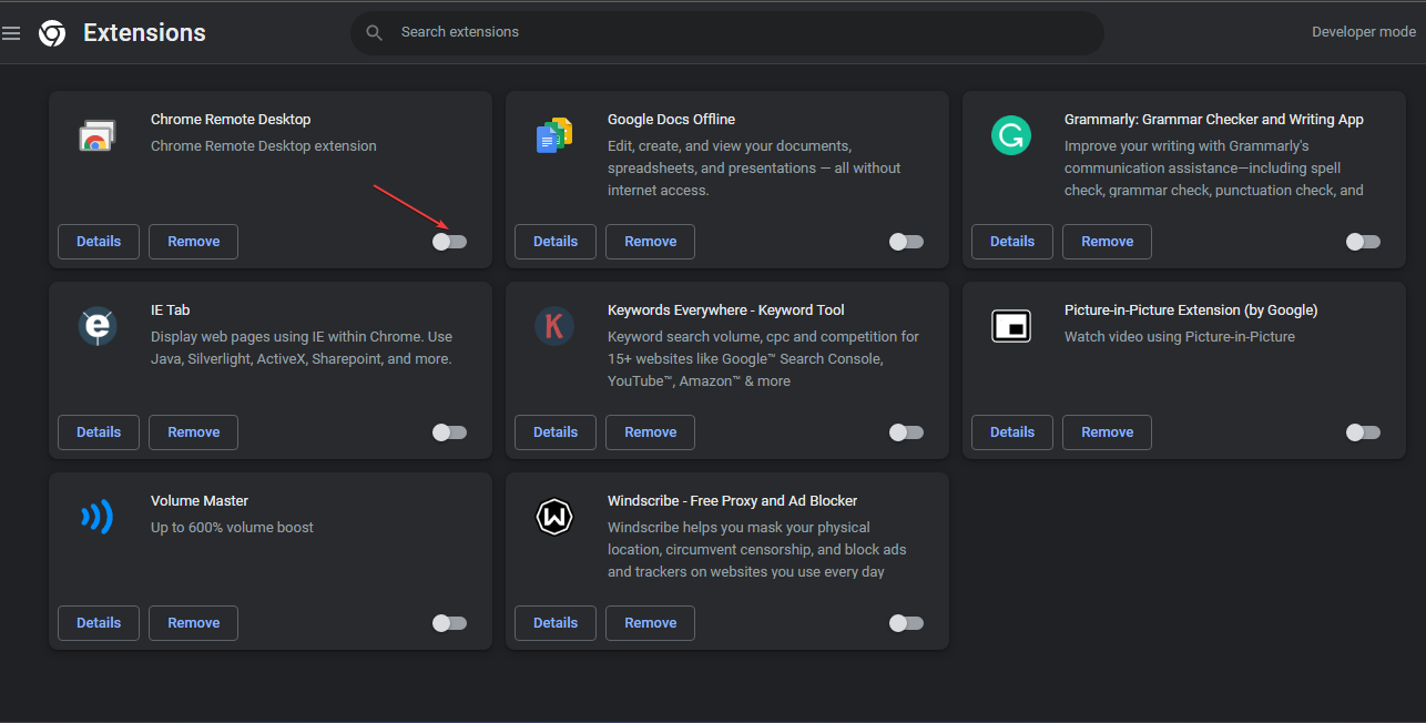 Управление расширением в браузере