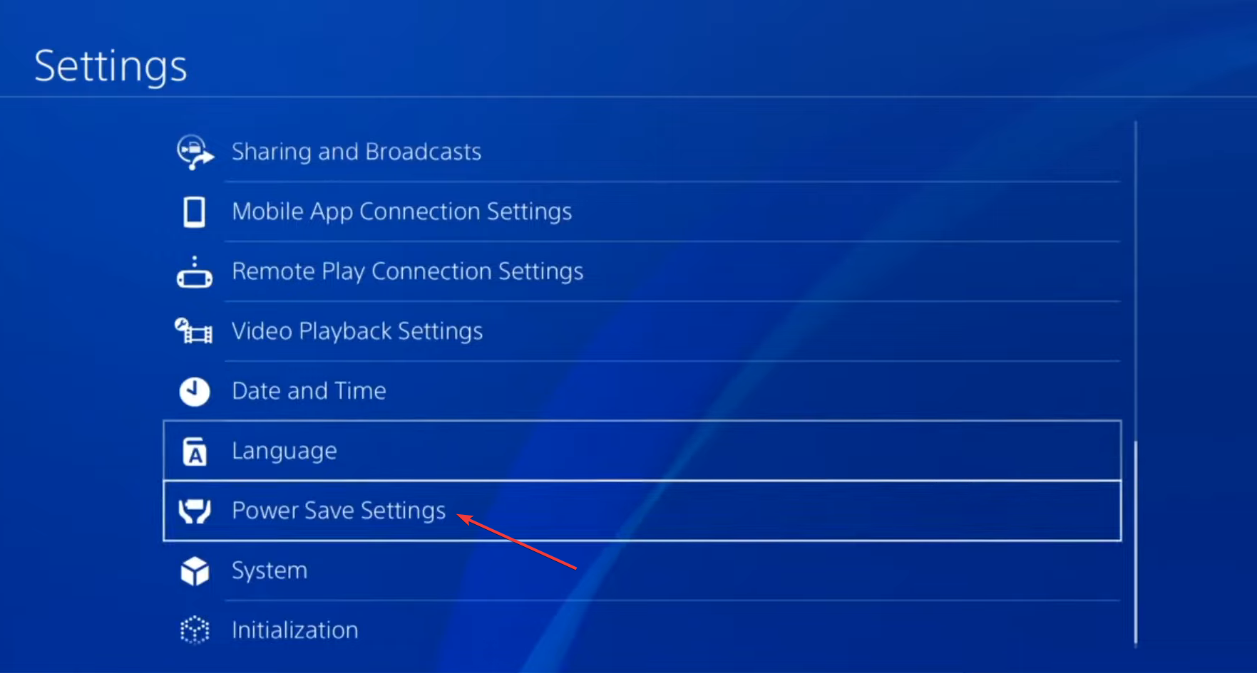 Настройки энергосбережения PS4