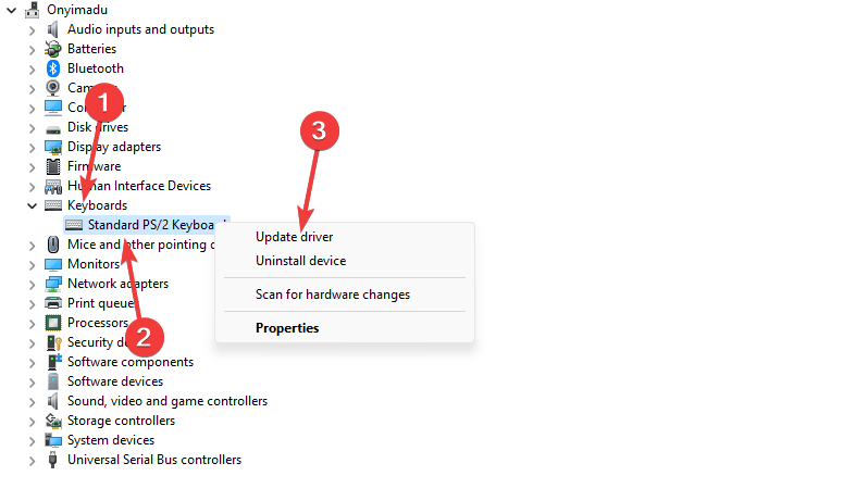 Подтверждение удаления устройства клавиатуры