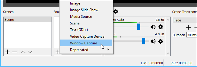 Добавление Window Capture в OBS