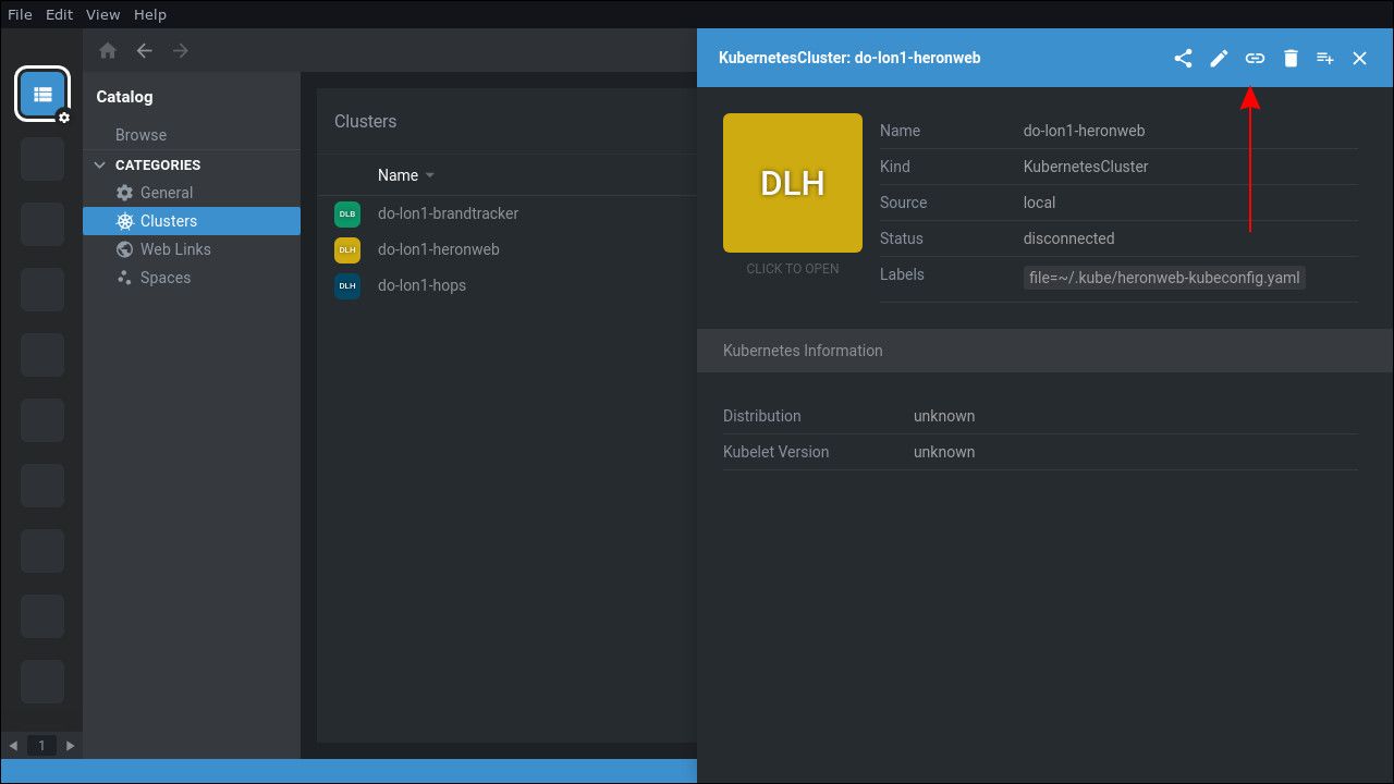 Скриншот окна подключения к кластеру в Lens