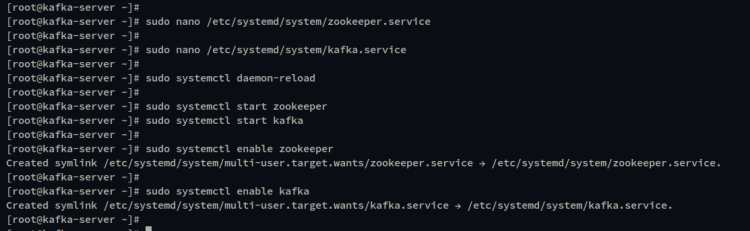 Создание и запуск systemd‑сервисов для Zookeeper и Kafka