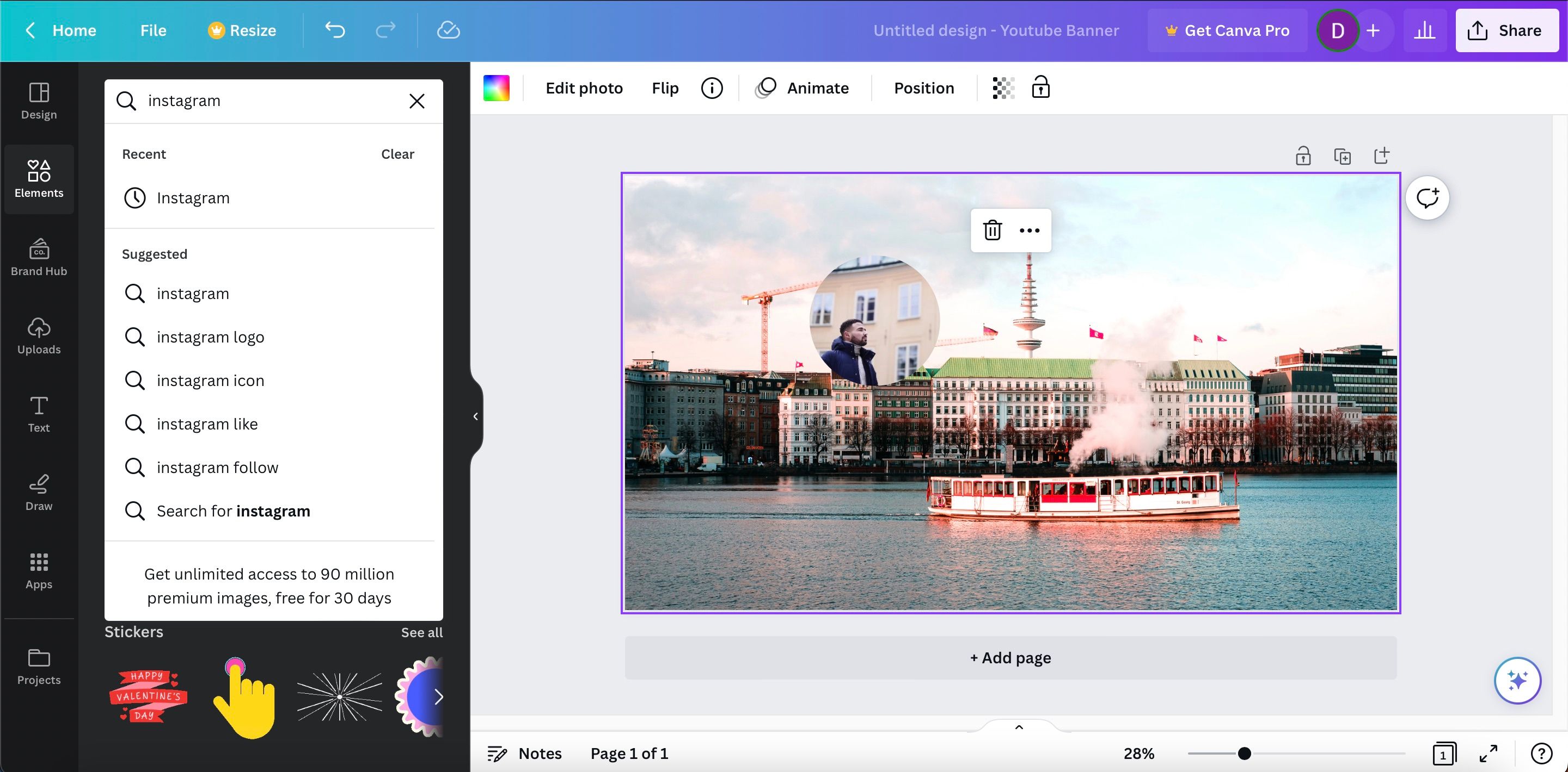 Поиск элементов в Canva