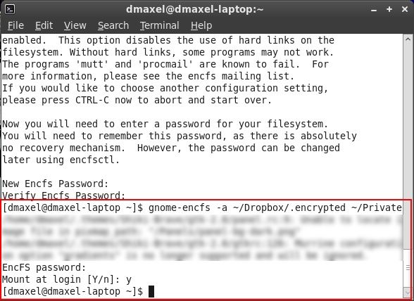 Окно подтверждения автоподключения gnome-encfs