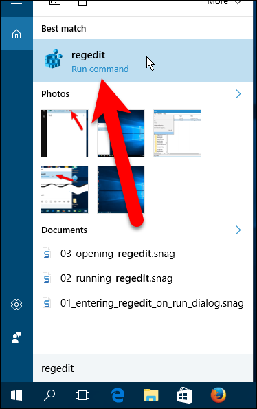 Запуск regedit: окно поиска с запросом regedit