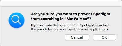 Подтверждение добавления диска в «Конфиденциальность»