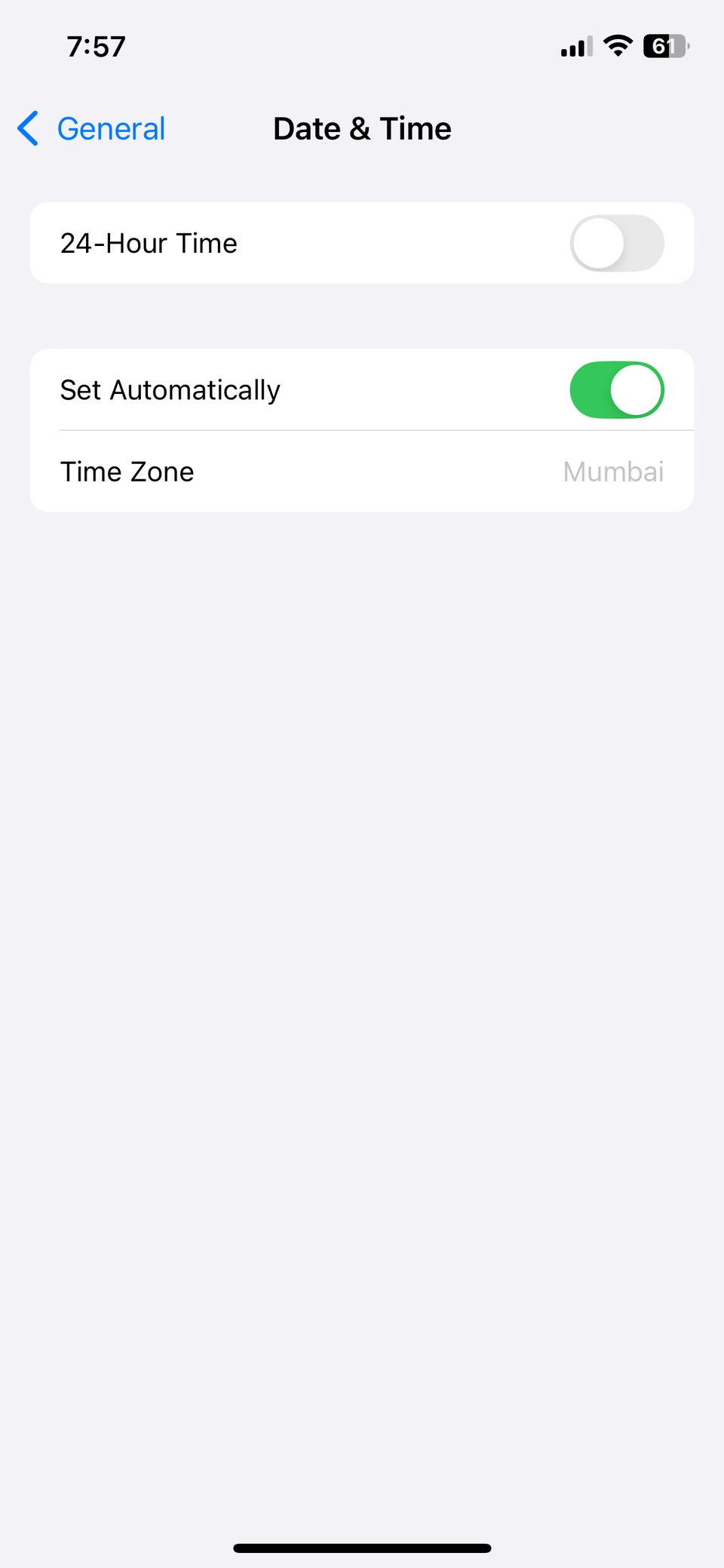 включение Автоустановки времени на iPhone