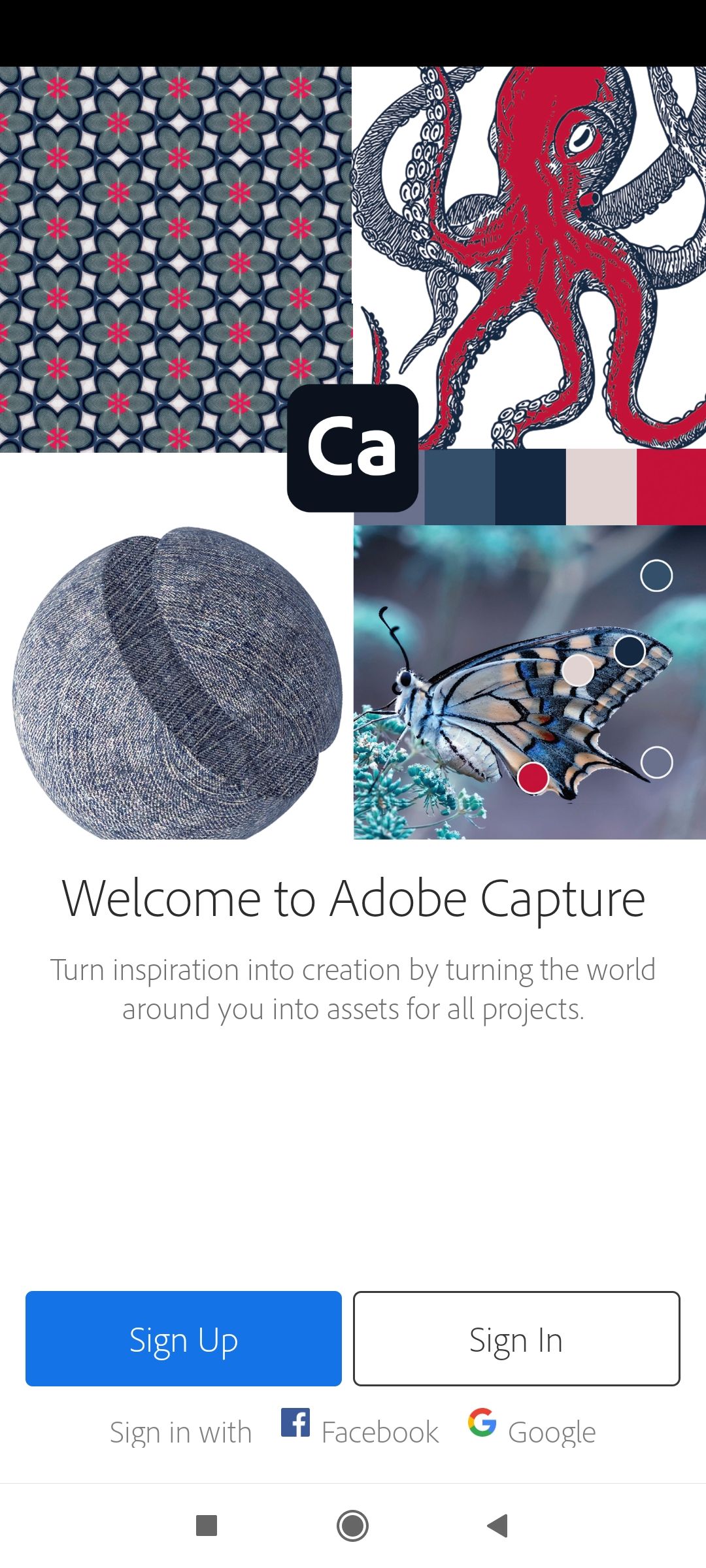 Вход в Adobe Capture
