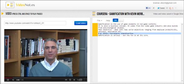 Скриншот: готовый конспект привязан к таймкодам
