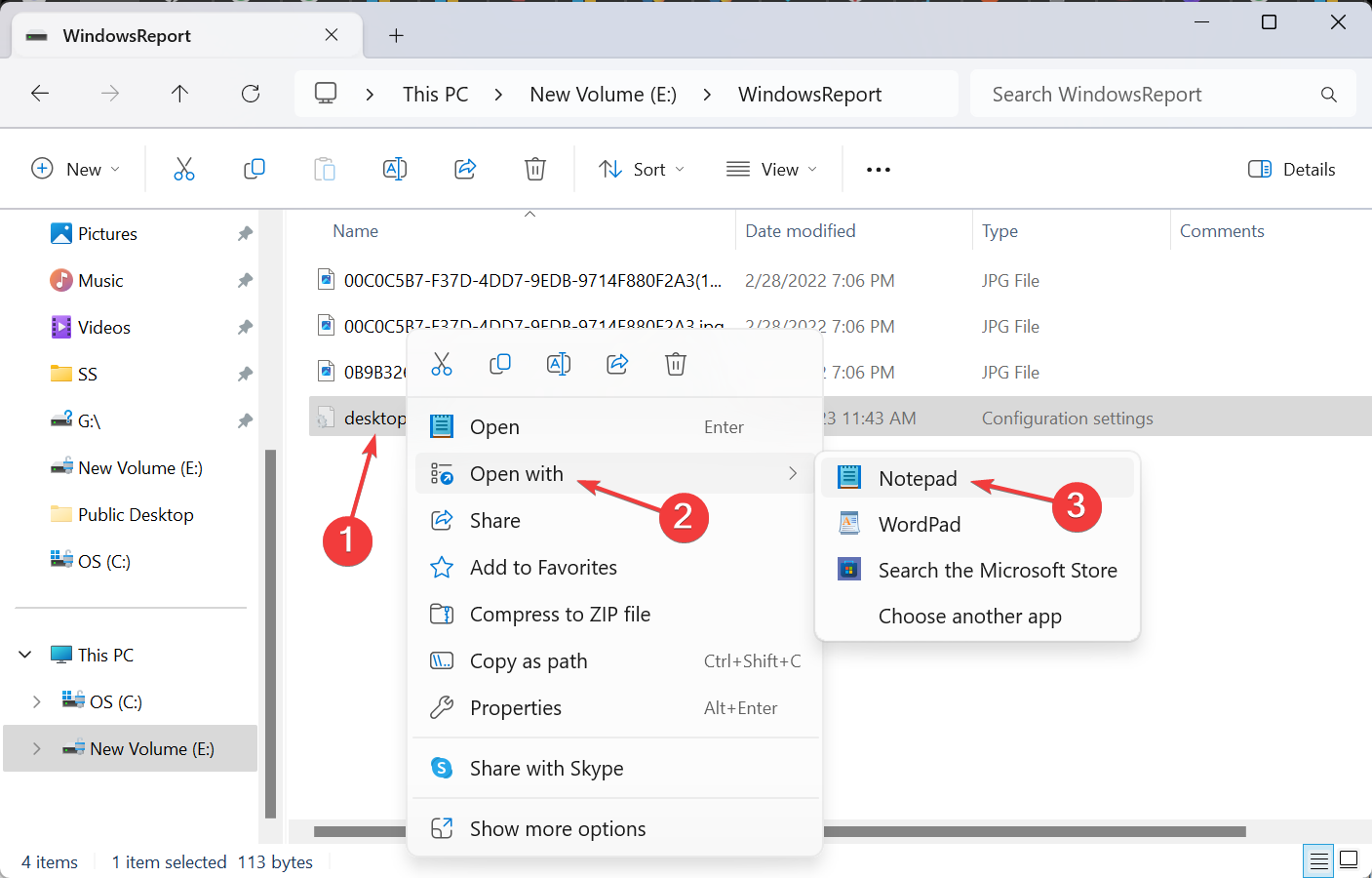 Открытие desktop.ini в Блокноте
