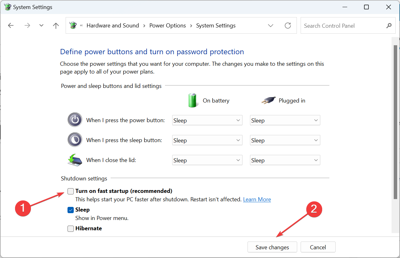 Отключить быстрый запуск