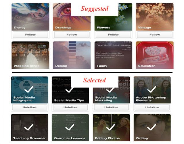 Примеры тем и подборок Pinterest при целевом поиске